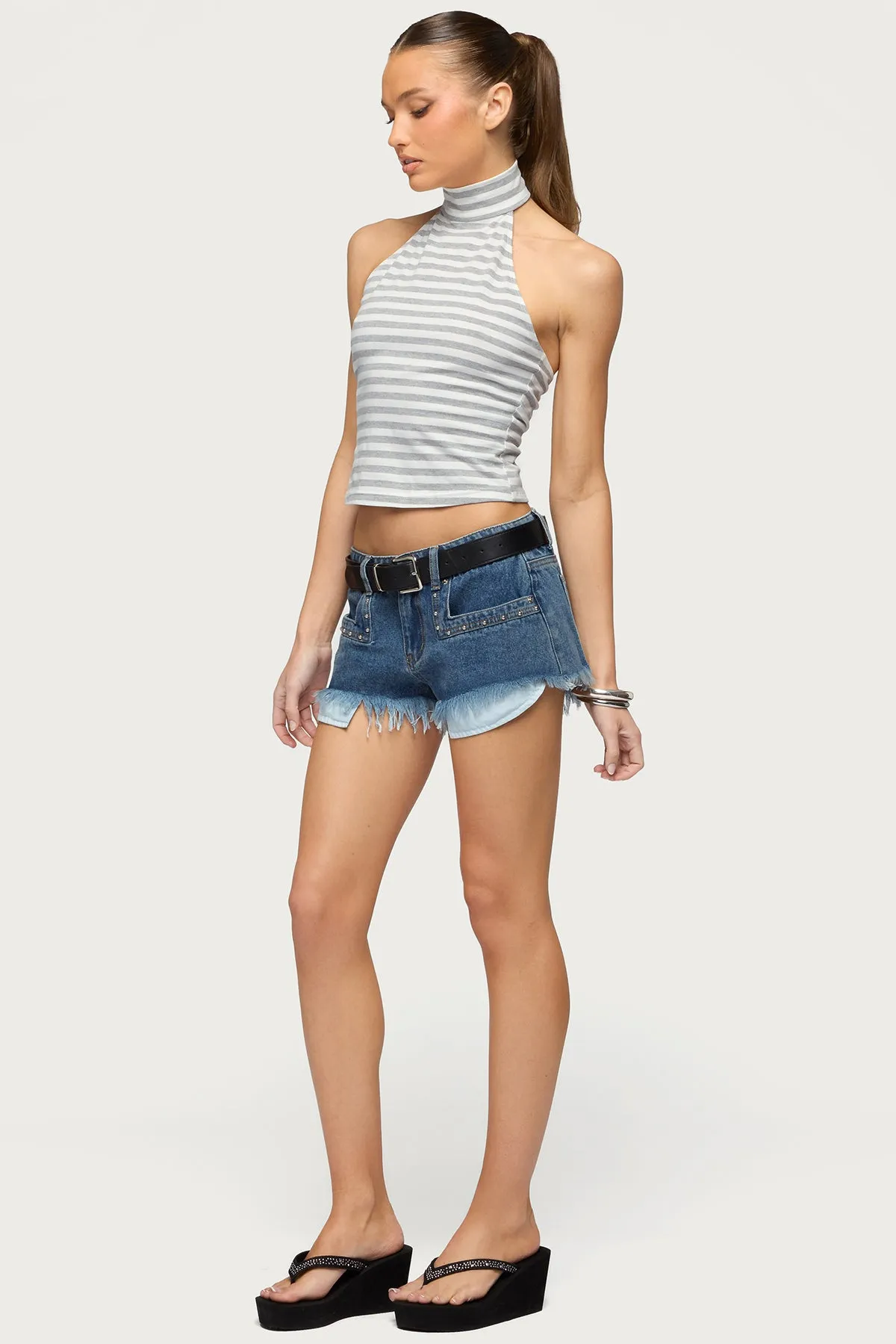 Kay Striped High Neck Halter Top sold by Edikted product image thumbnail 5