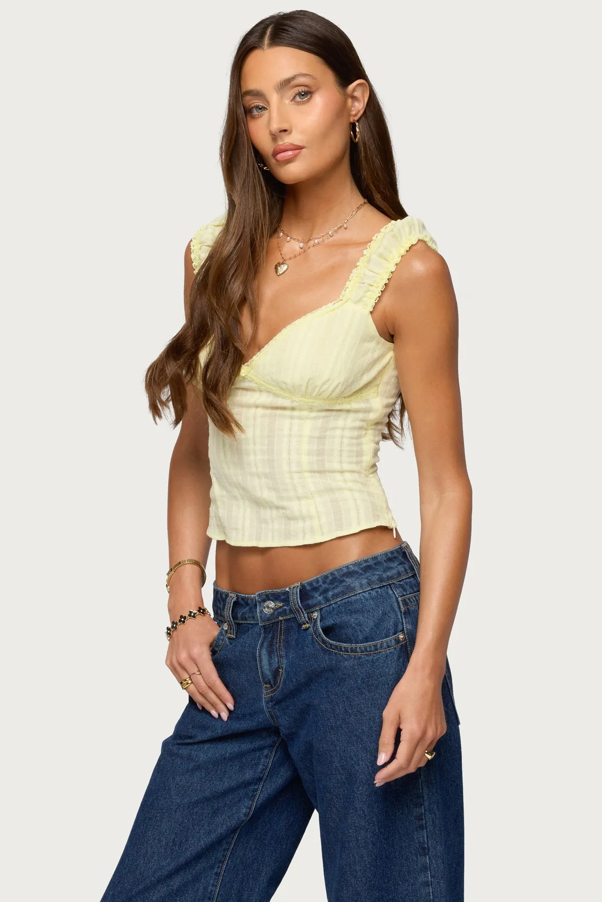 Katerine Embroidered Stripey Cotton Top sold by Edikted product image thumbnail 3