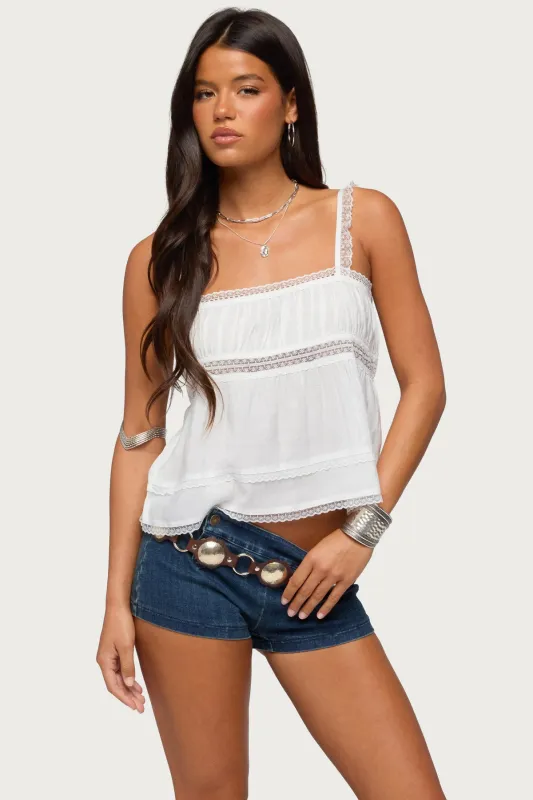 Mable Lacey Straight Neck Tank Top made by Edikted