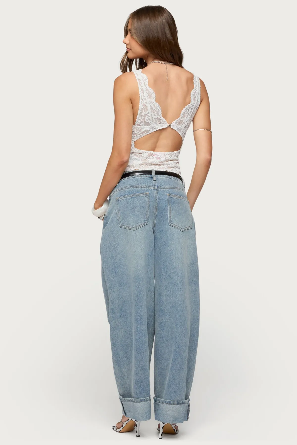 Araura Lace Velvet Floral Top sold by Edikted product image thumbnail 2