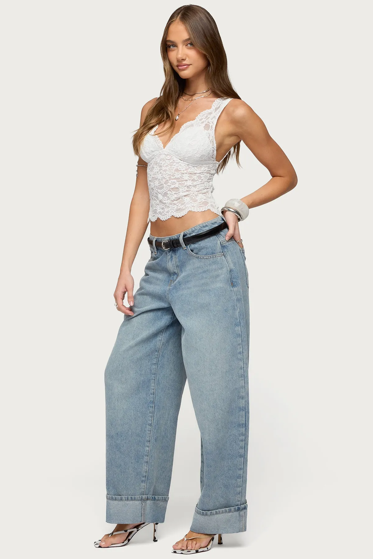 Araura Lace Velvet Floral Top sold by Edikted product image thumbnail 4