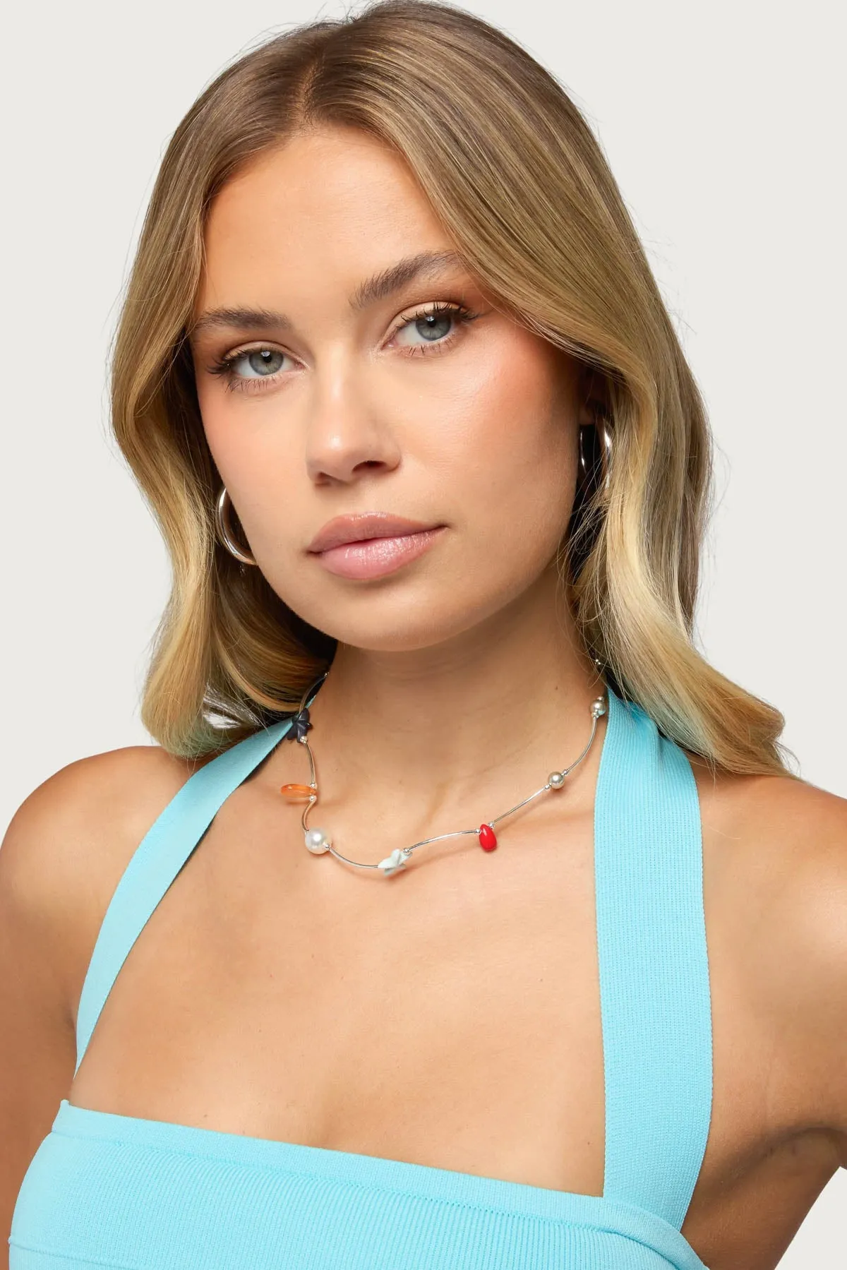 Stone & Pearl Charm Necklace sold by Edikted