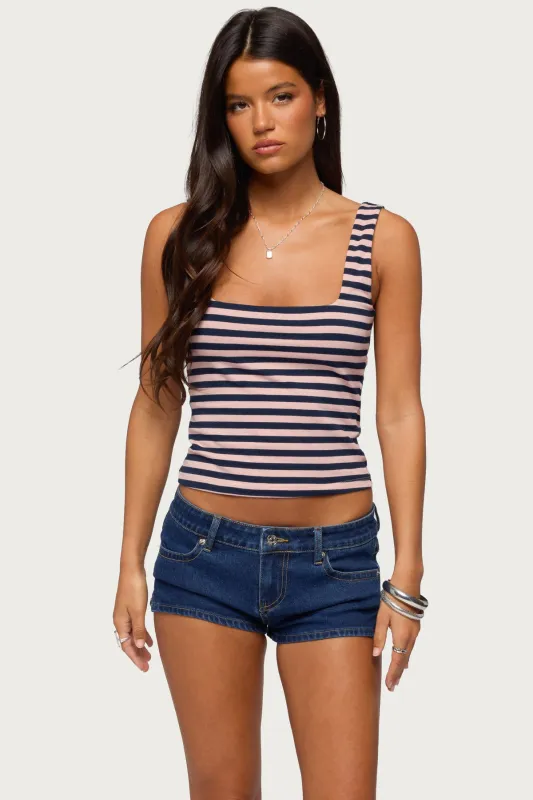 Striped Built In Bra Tank Top made by Edikted