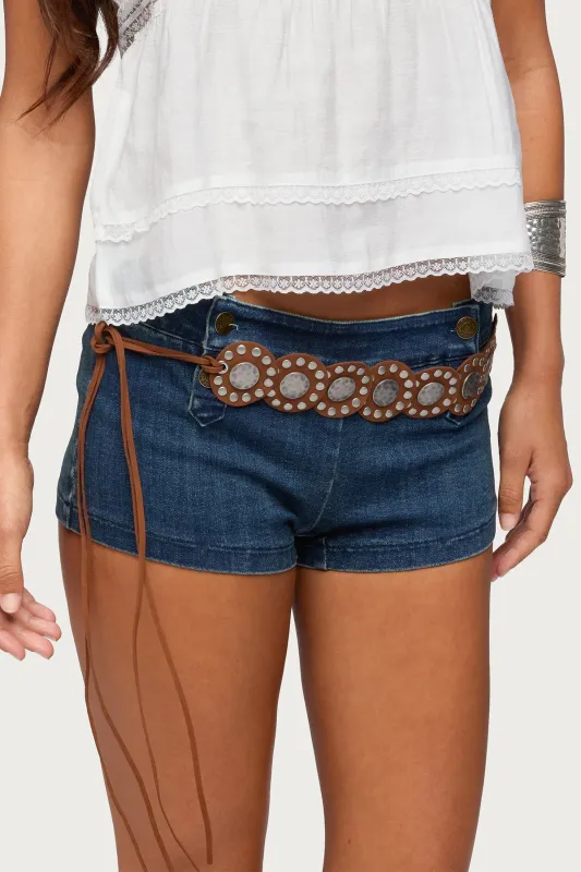 Faux Suede Studded Disc Belt made by Edikted