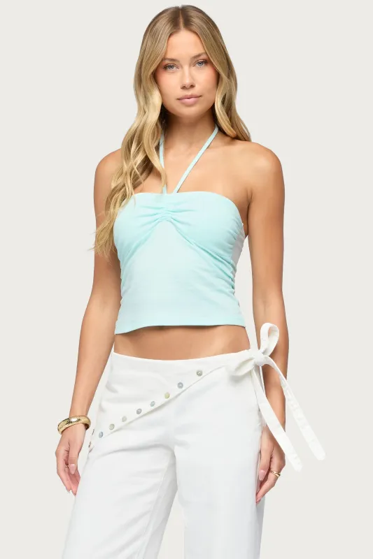Yolandi Ruched Halter Top made by Edikted