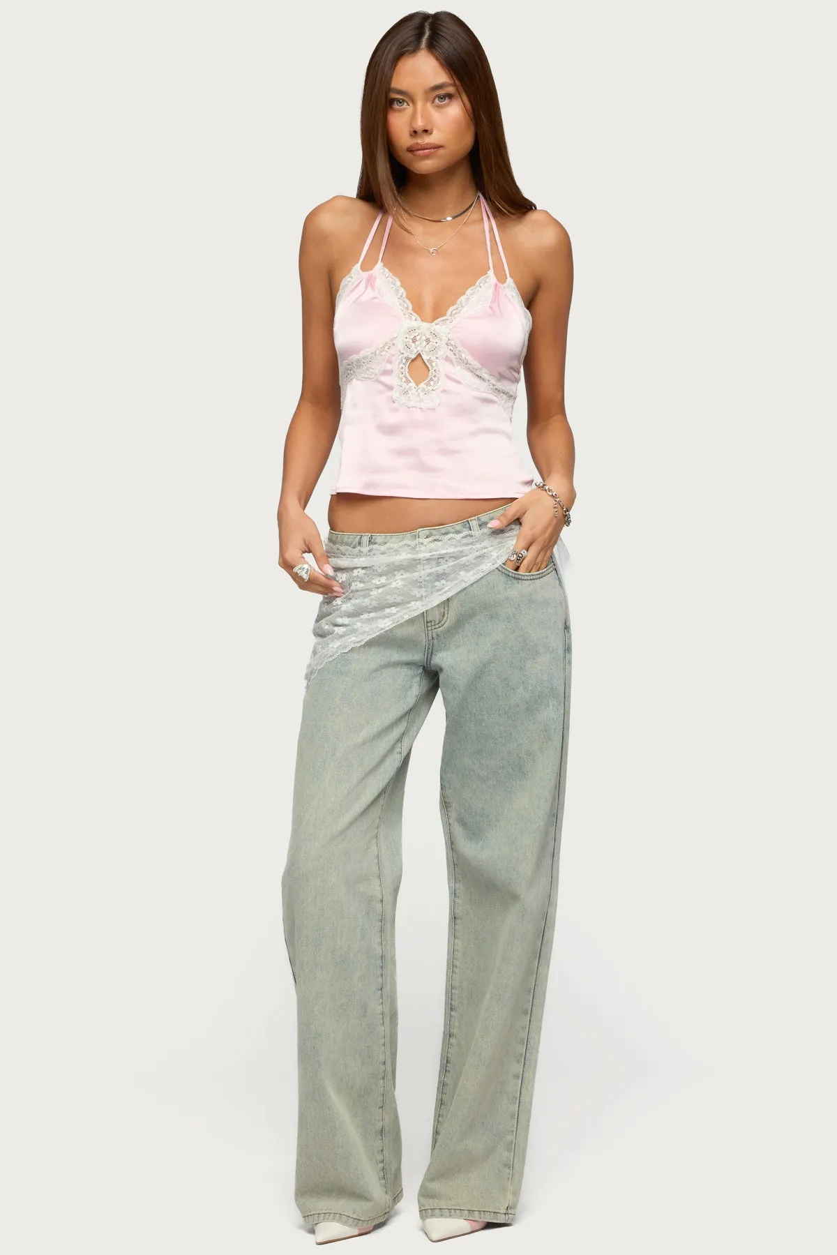 Cove Lacey Cutout Satin Effect Top sold by Edikted product image thumbnail 4