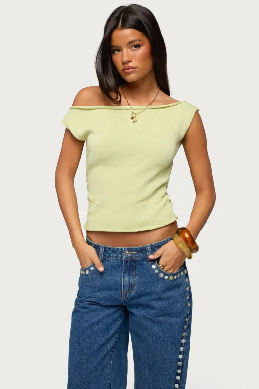 Lauria Off Shoulder Knit Top made by Edikted