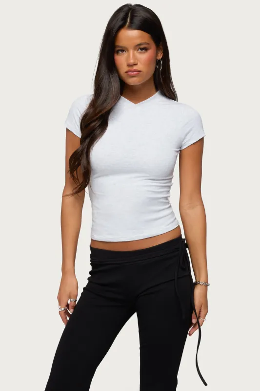 Aire High V Neck T Shirt made by Edikted