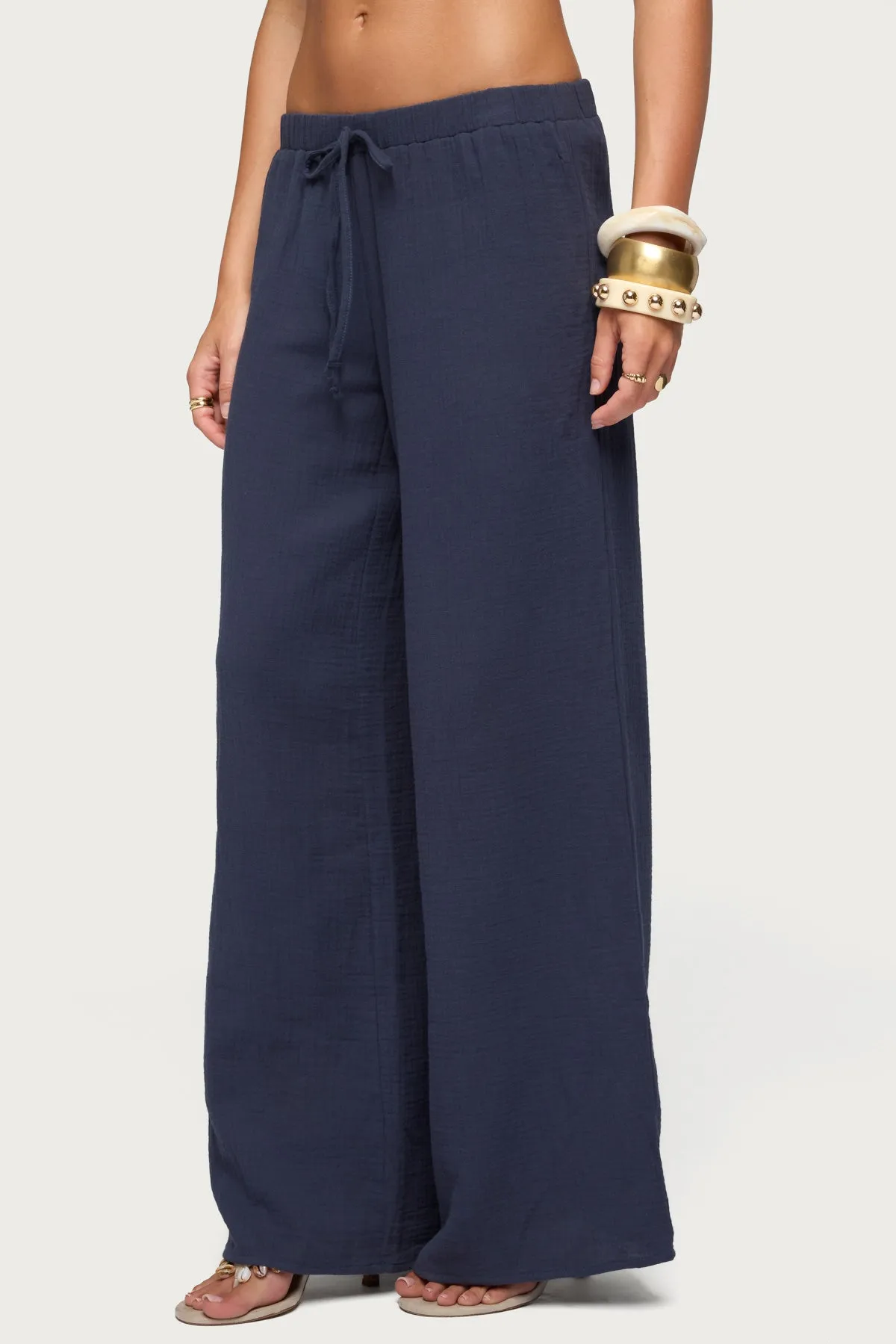 Viktoria Wide Leg Gauze Pants sold by Edikted product image thumbnail 3