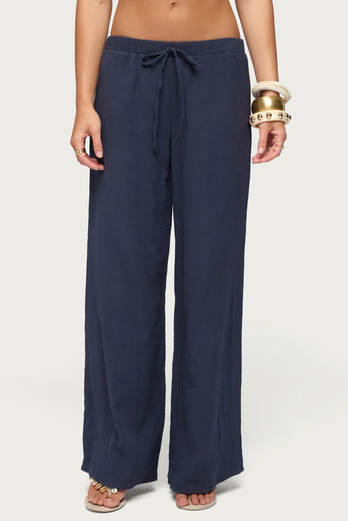 Viktoria Wide Leg Gauze Pants sold by Edikted product image thumbnail 2