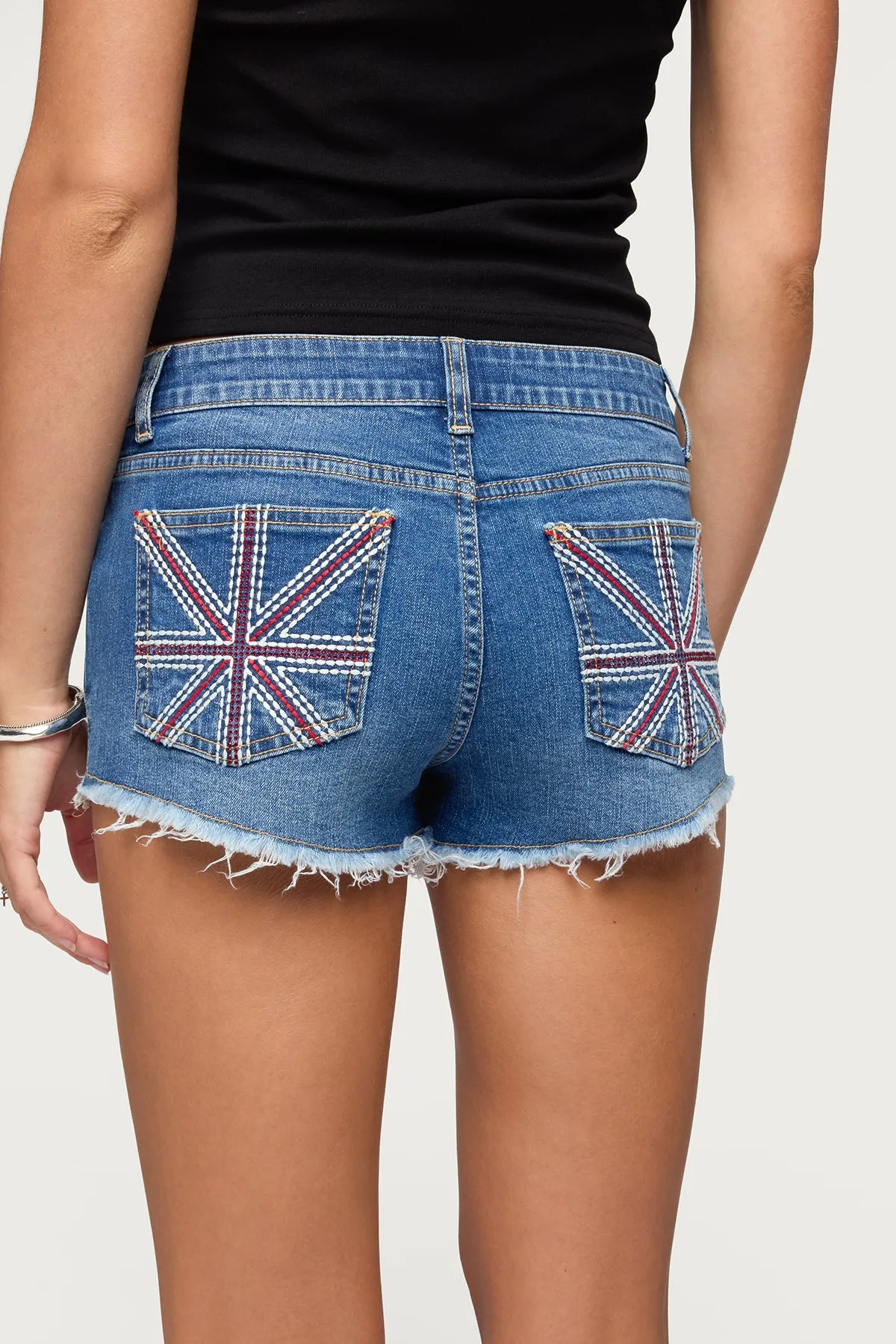 Union Jack Low Rise Denim Shorts sold by Edikted product image thumbnail 2