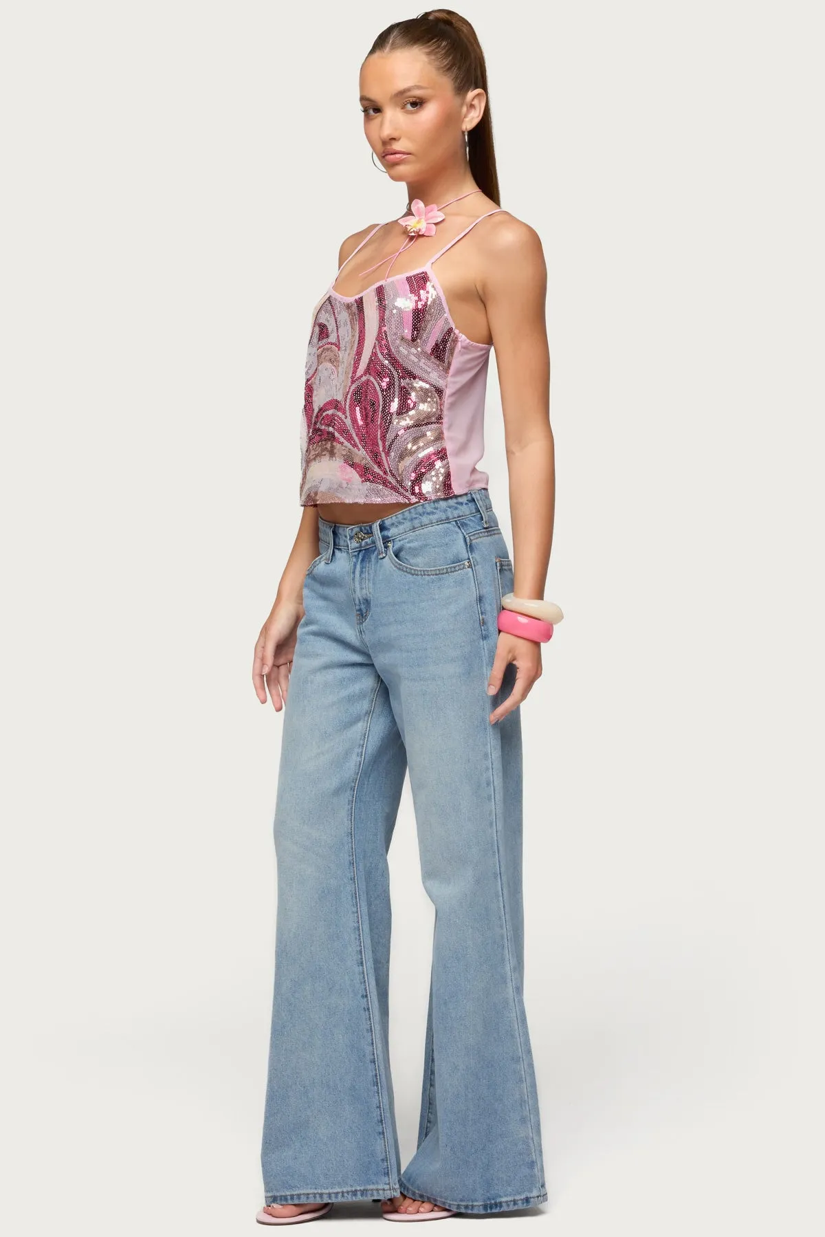Ceren Abstract Sequin Tank Top sold by Edikted product image thumbnail 3