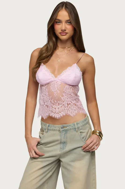 Ottilie Lace & Satin Effect Top made by Edikted