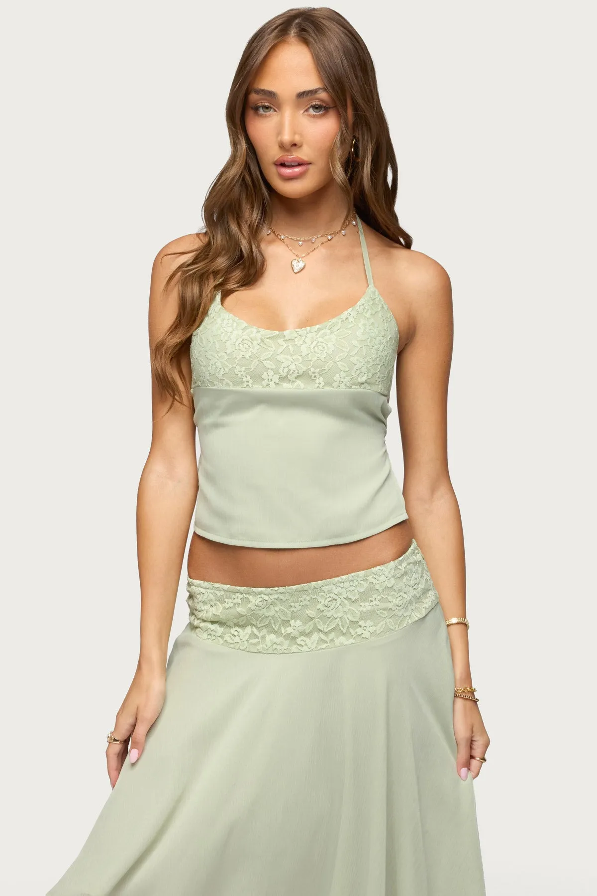 Evia Lacey Backless Halter Top sold by Edikted