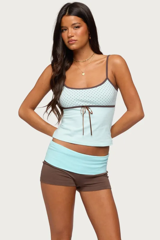 Rhoda Contrast Polka Dot Tank Top made by Edikted