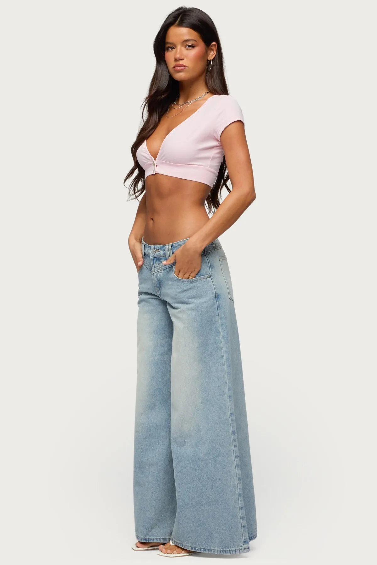 Cecey Button Up Crop Top sold by Edikted product image thumbnail 4