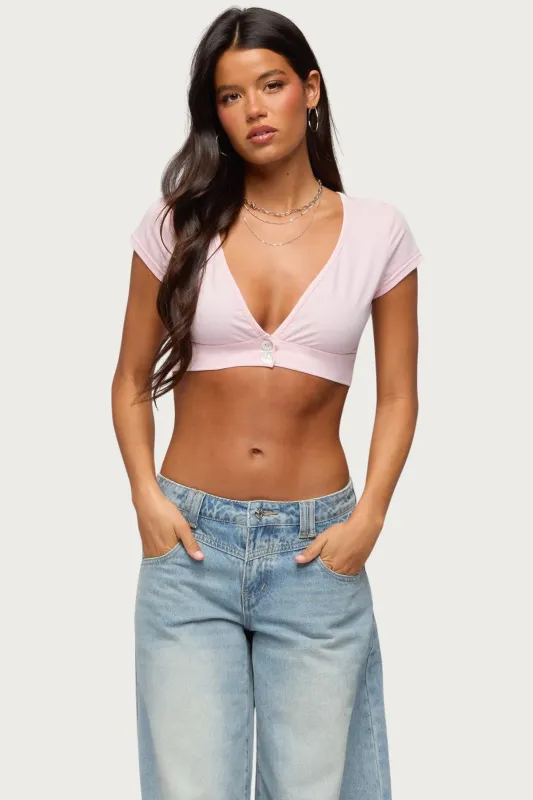 Cecey Button Up Crop Top made by Edikted