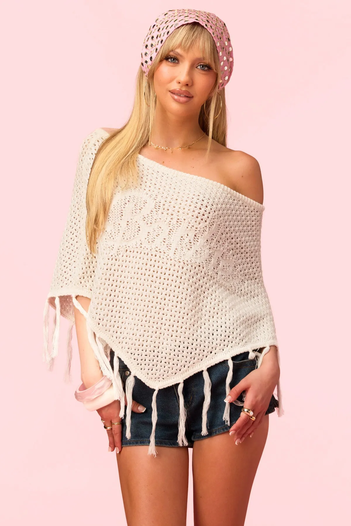 Barbie™ Fringe Knit Poncho sold by Edikted product image thumbnail 3
