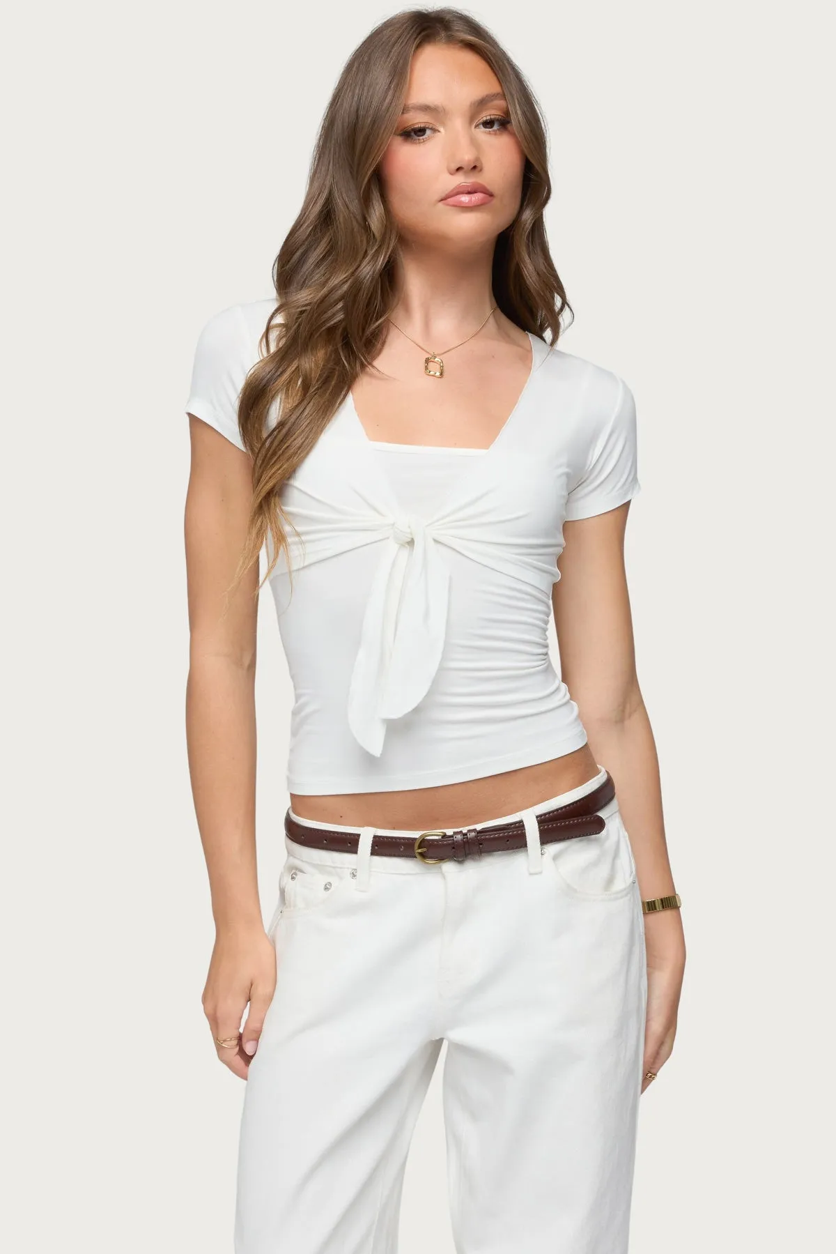 Malka Two Piece Tie Front Top sold by Edikted