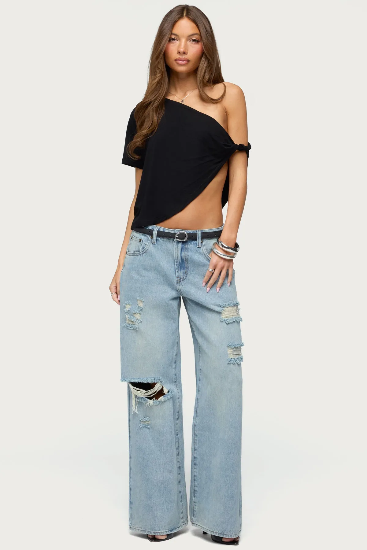 Asymmetric Twisted Off Shoulder Top sold by Edikted product image thumbnail 5