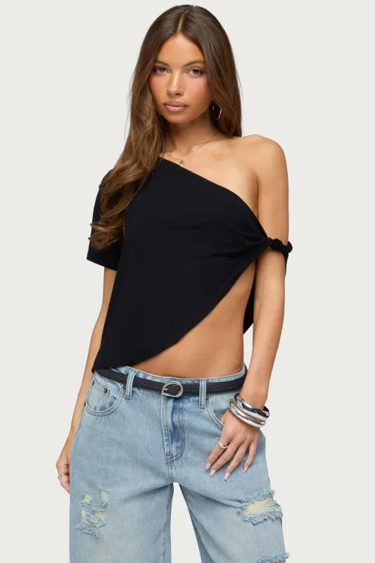 Asymmetric Twisted Off Shoulder Top made by Edikted