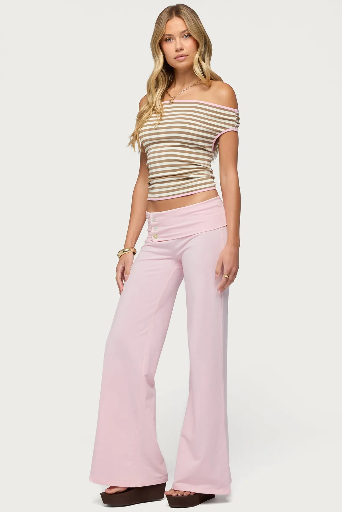 Zory Striped Backless Off Shoulder Top sold by Edikted product image thumbnail 5