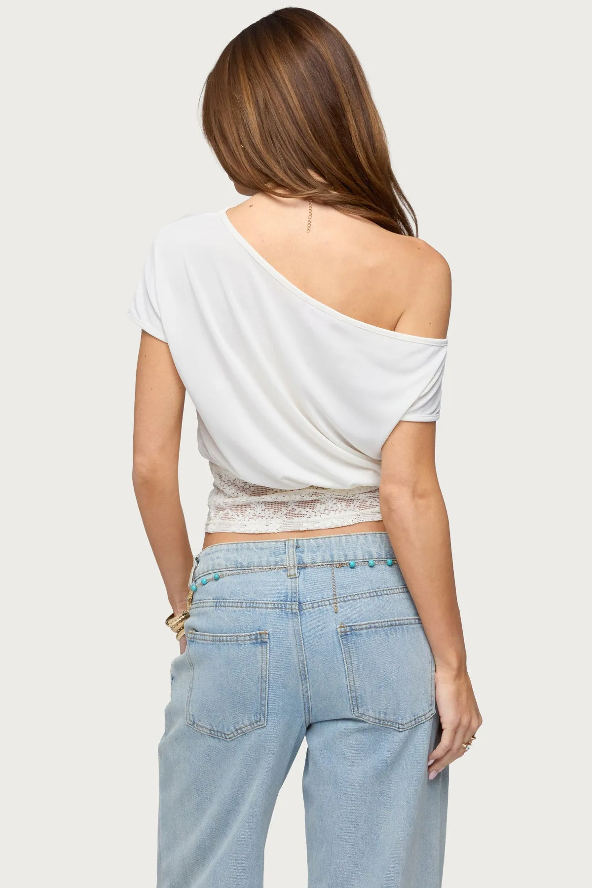 Michy Off Shoulder Lacey Top sold by Edikted product image thumbnail 5