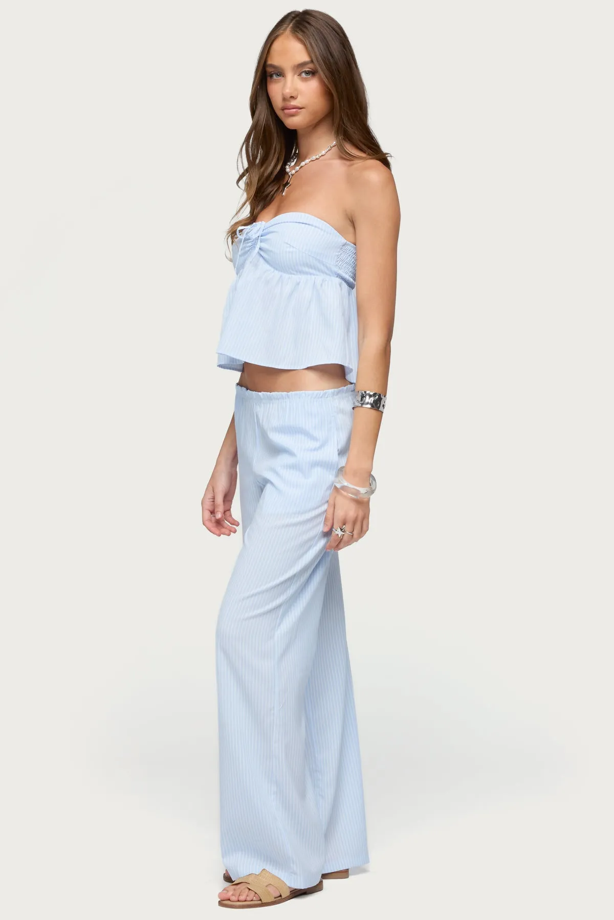 Cersei Striped Tie Front Strapless Top sold by Edikted product image thumbnail 4