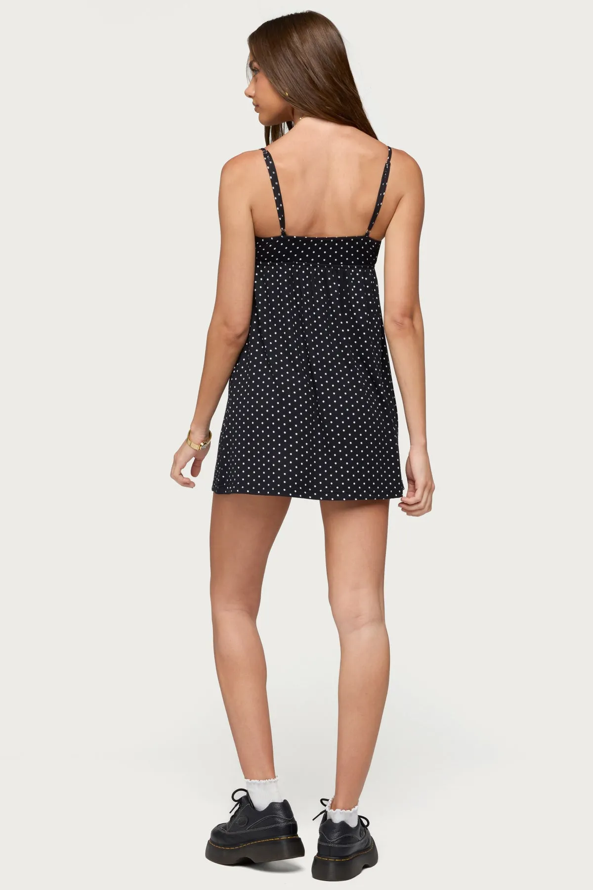Reigna Lacey Polka Dot Mini Dress sold by Edikted product image thumbnail 4