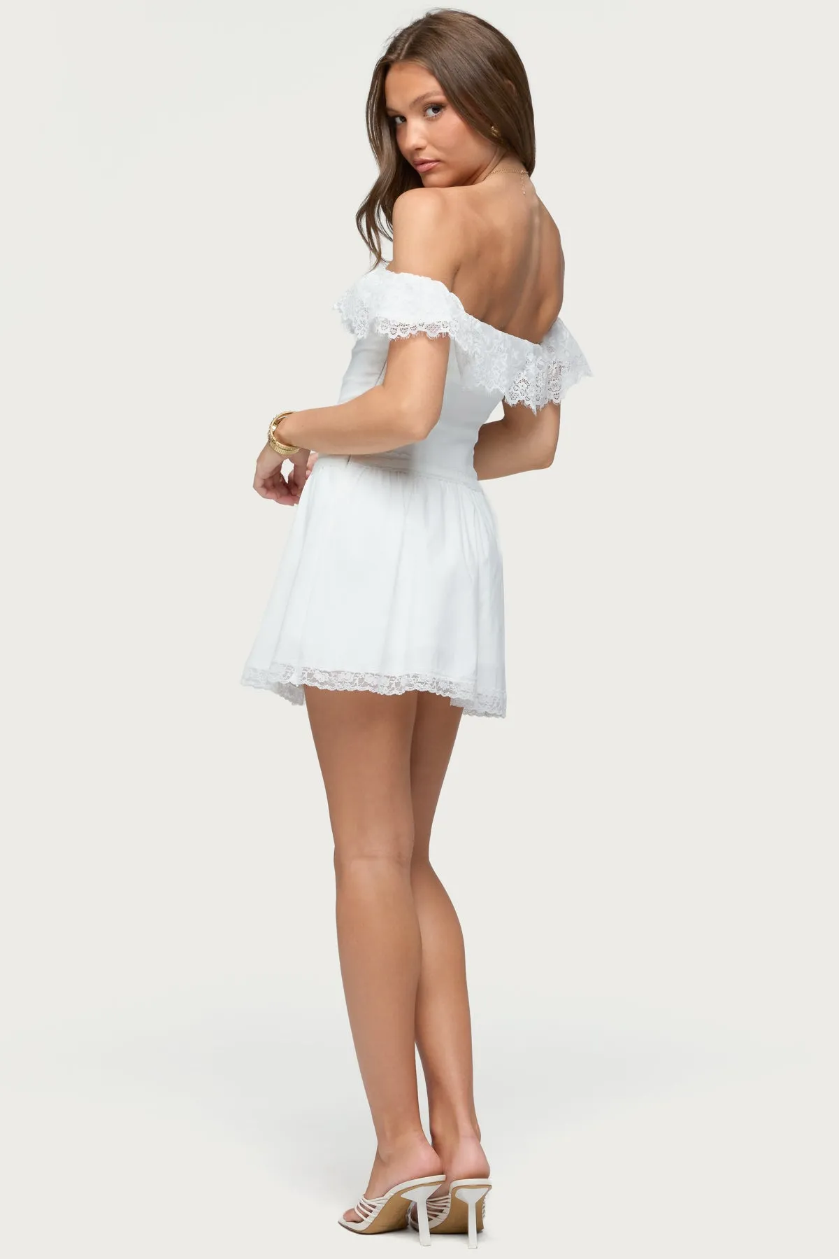 Darah Lacey Off Shoulder Mini Dress sold by Edikted product image thumbnail 4