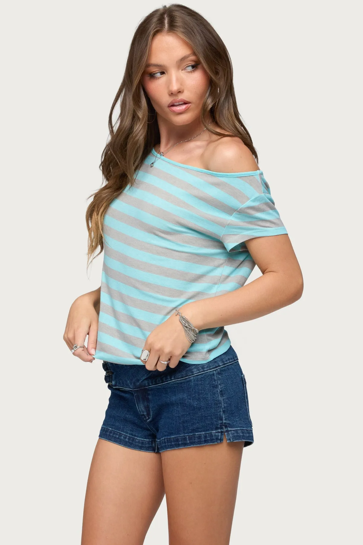 Sandie Striped Off Shoulder Top sold by Edikted product image thumbnail 3
