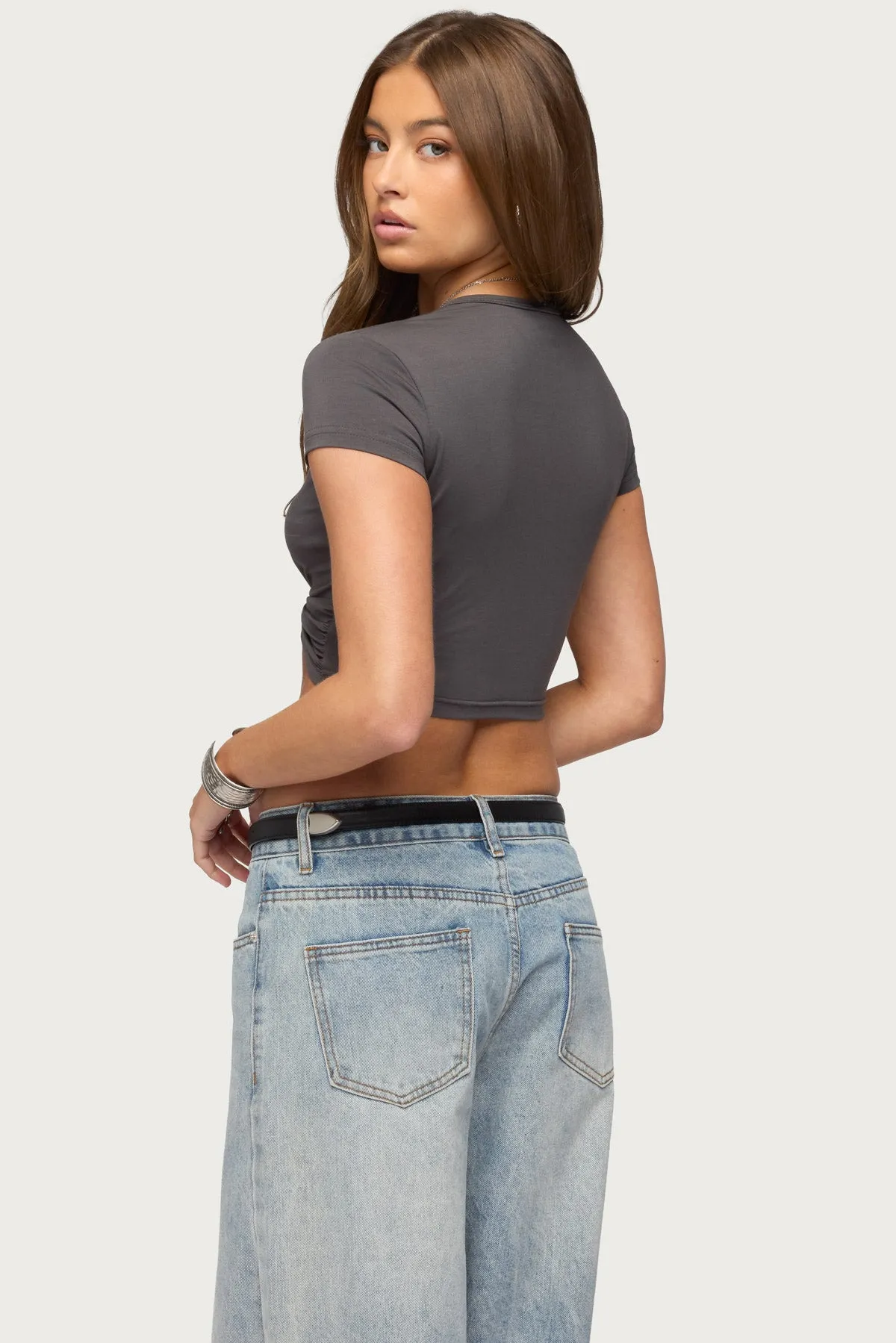 Sephey Twisted Cropped T Shirt sold by Edikted product image thumbnail 5
