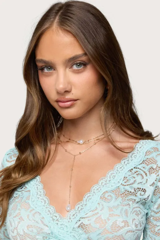 Layered Pearly Bead Necklace made by Edikted