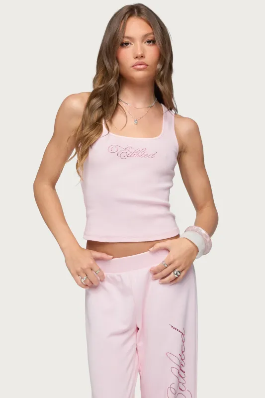 Edikted Studio Rhinestone Ribbed Tank Top made by Edikted