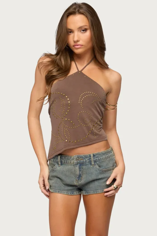 Ellise Studded Built In Bra Top made by Edikted