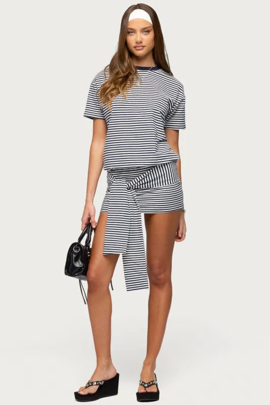 Ardeney Striped T Shirt Mini Dress made by Edikted