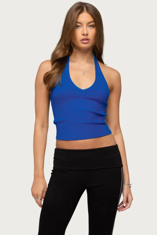Vespera V Neck Halter Top made by Edikted