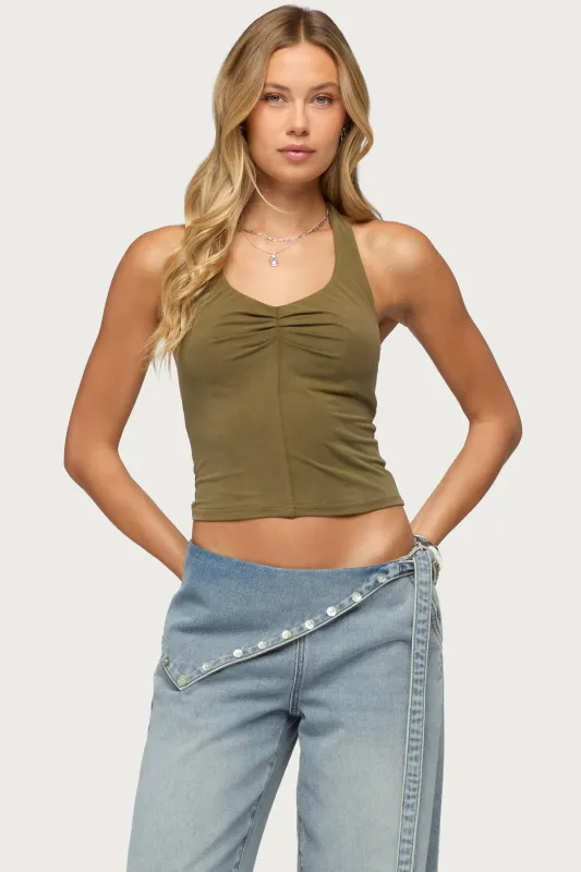 Montanah Pleated Halter Top made by Edikted