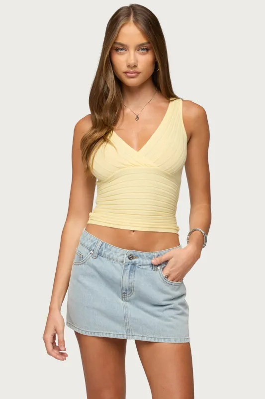 Beah Ribbed Knit V Neck Top made by Edikted