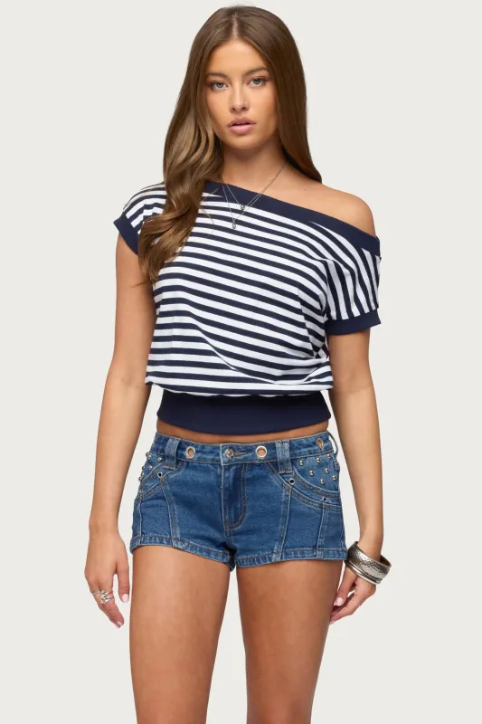 Philly Striped Off Shoulder Top made by Edikted