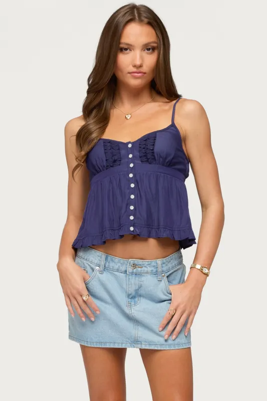 Halsey Ruffle Tank Top made by Edikted