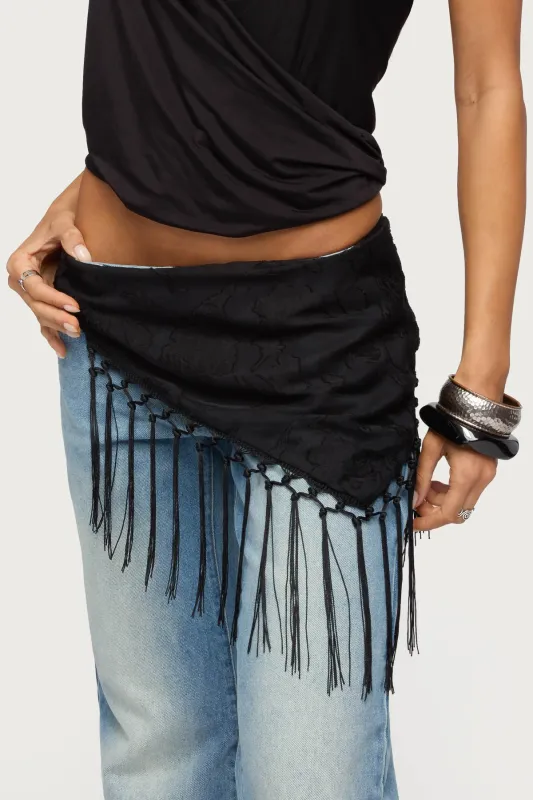 Floral Fringed Waist Scarf made by Edikted
