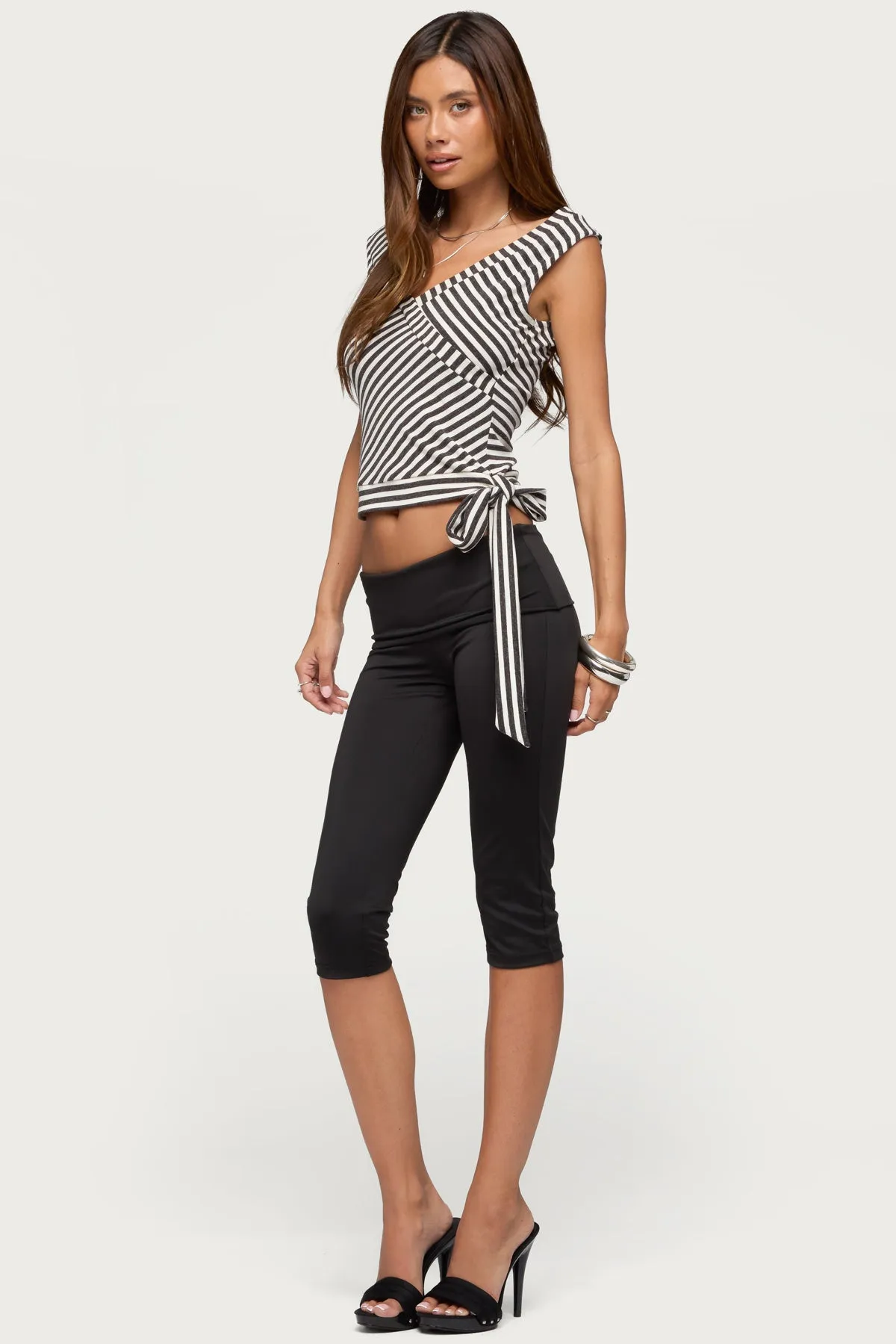 Dollie Striped Wide V Neck Top sold by Edikted product image thumbnail 4