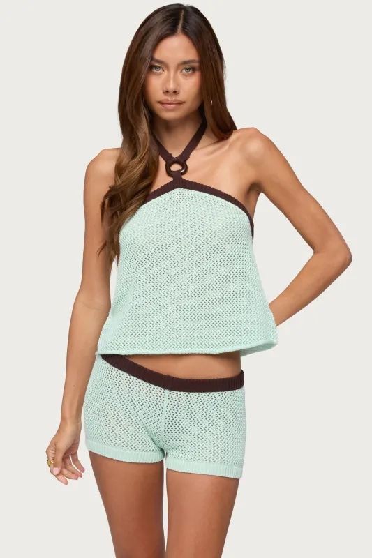 Loli Ring Contrast Knit Halter Top made by Edikted
