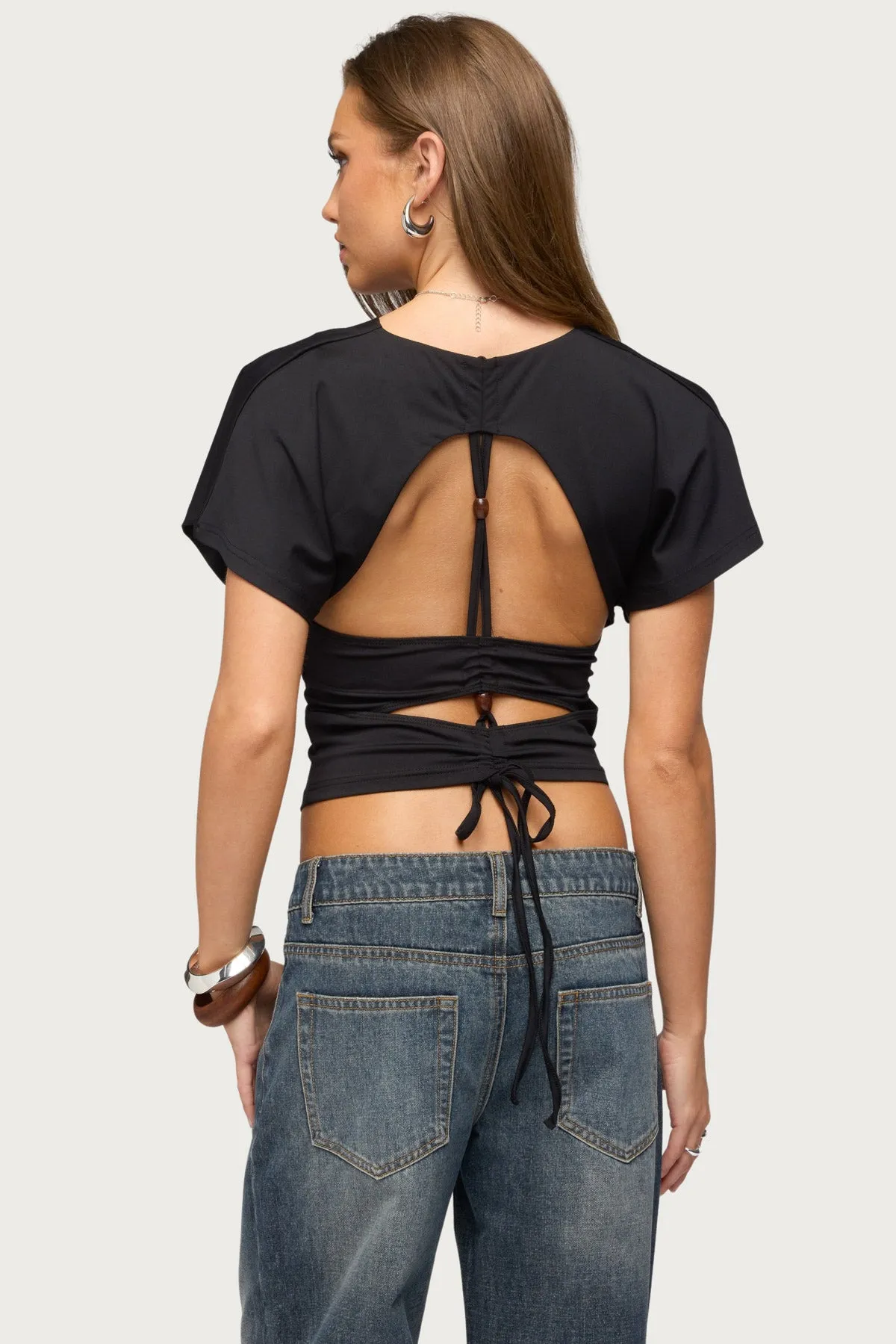 Salie Back Cutout Flutter Top sold by Edikted