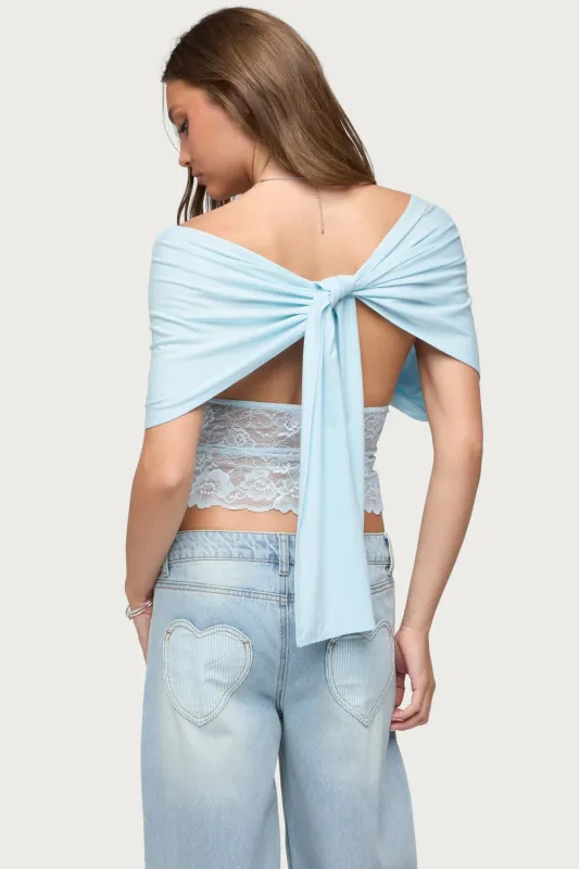 Eloria Lacey Flutter Tie Top made by Edikted