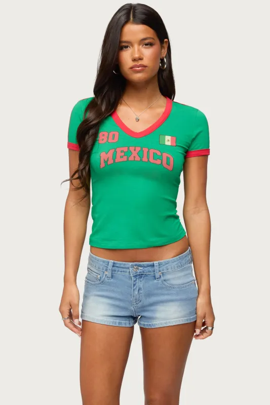 Mexico 08 V Neck T Shirt made by Edikted