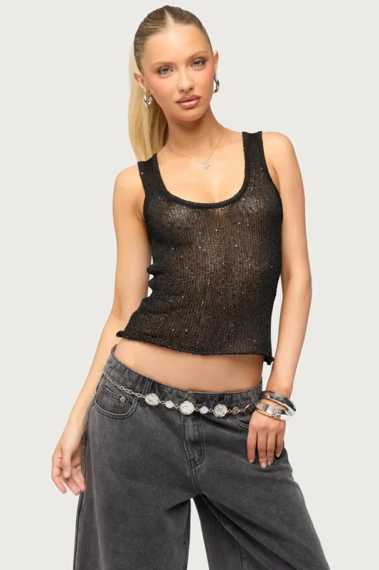 Eleora Sequin Knit Tank Top made by Edikted