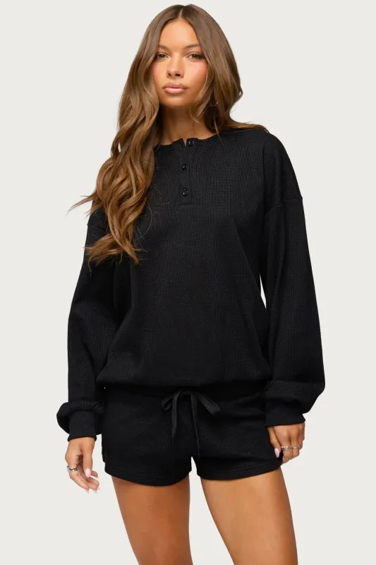 Baila Waffle Henley Top made by Edikted