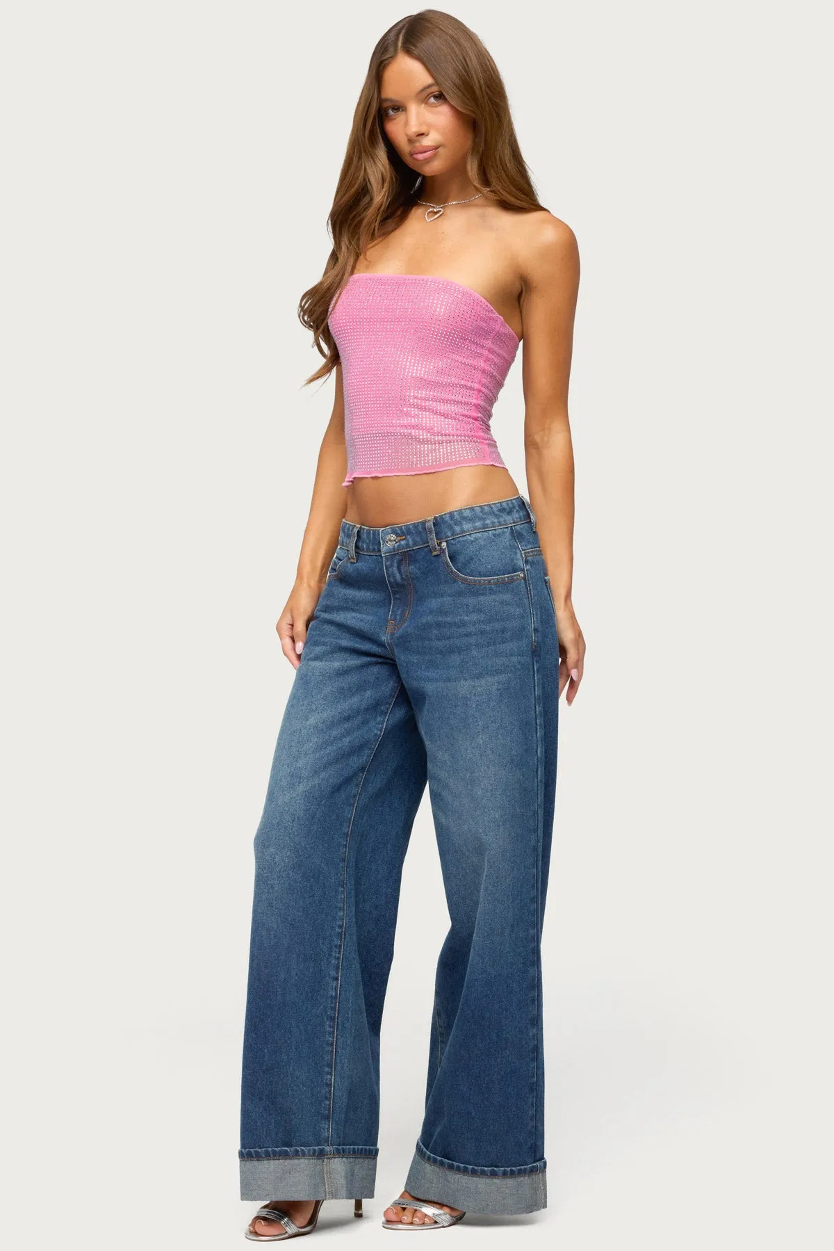 Olea Rhinestone Mesh Strapless Top sold by Edikted product image thumbnail 5